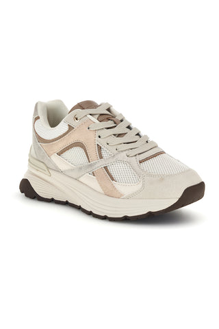 Beigefarbene Sneaker aus Netzstoff mit rosa und silbernen Einsätzen – Pittarello Capsule 8W25210