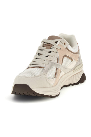 Beigefarbene Sneaker aus Netzstoff mit rosa und silbernen Einsätzen – Pittarello Capsule 8W25210