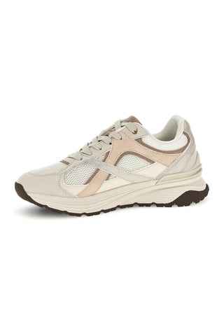 Beigefarbene Sneaker aus Netzstoff mit rosa und silbernen Einsätzen – Pittarello Capsule 8W25210