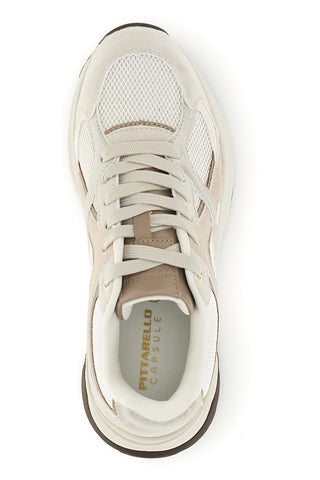 Beigefarbene Sneaker aus Netzstoff mit rosa und silbernen Einsätzen – Pittarello Capsule 8W25210