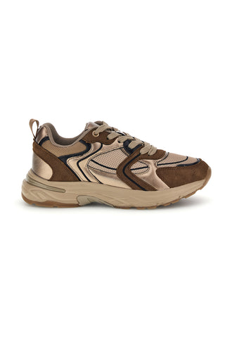 Braune Sneaker aus Mesh mit Einsätzen in Metallic-Optik von Pittarello Capsule 8W25587