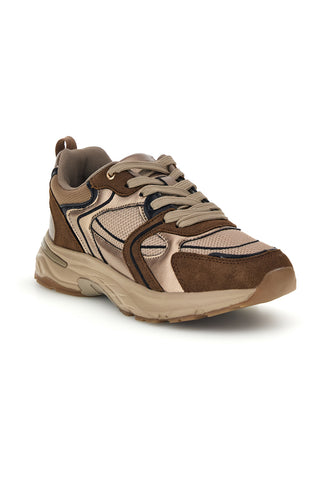 Braune Sneaker aus Mesh mit Einsätzen in Metallic-Optik von Pittarello Capsule 8W25587
