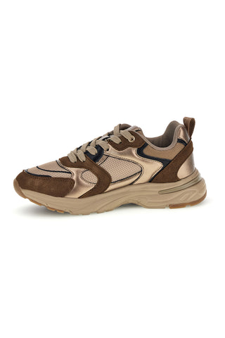 Braune Sneaker aus Mesh mit Einsätzen in Metallic-Optik von Pittarello Capsule 8W25587
