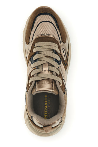 Braune Sneaker aus Mesh mit Einsätzen in Metallic-Optik von Pittarello Capsule 8W25587