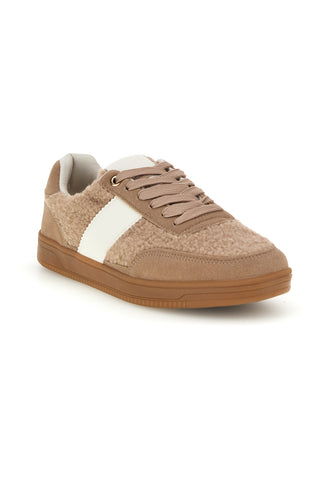 Sneakers taupe effetto teddy con banda bianca The first BK26WTZ8