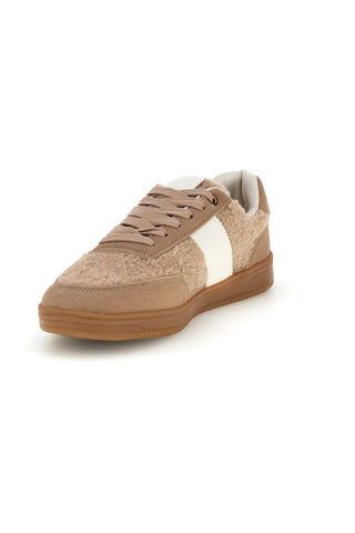 Sneakers taupe effetto teddy con banda bianca The first BK26WTZ8