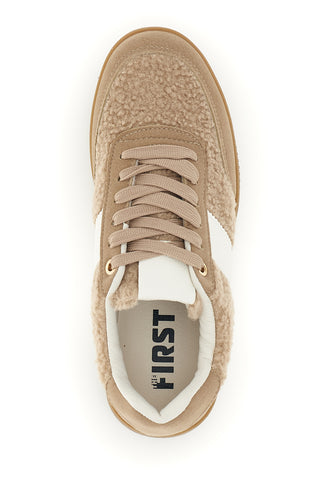 Sneakers taupe effetto teddy con banda bianca The first BK26WTZ8