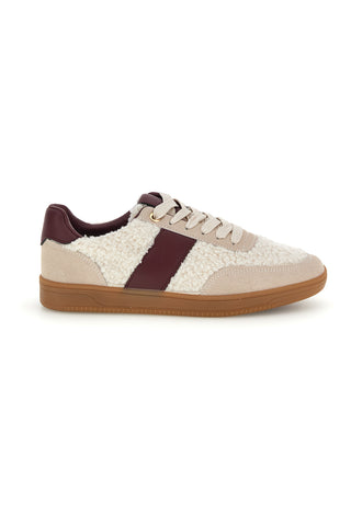 Sneakers panna effetto teddy con banda bordeaux The first BK26WTZ8