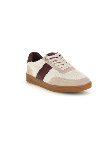 Sneakers panna effetto teddy con banda bordeaux The first BK26WTZ8