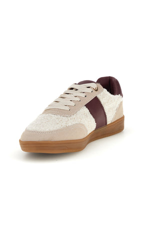 Sneakers panna effetto teddy con banda bordeaux The first BK26WTZ8