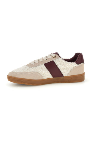 Sneakers panna effetto teddy con banda bordeaux The first BK26WTZ8