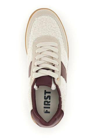 Sneakers panna effetto teddy con banda bordeaux The first BK26WTZ8