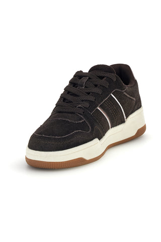 Braune Sneaker in Wildlederoptik mit metallischen Akzenten – Pittarello Capsule TW26W2519605