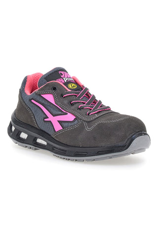 U.Power Verok ESD S1PS SR Atmungsaktive niedrige Sicherheitsschuhe in Grau und Rosa