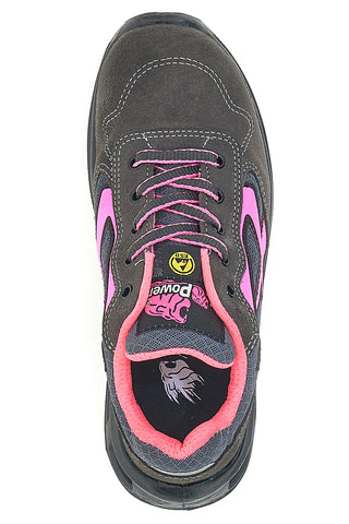U.Power Verok ESD S1PS SR Atmungsaktive niedrige Sicherheitsschuhe in Grau und Rosa