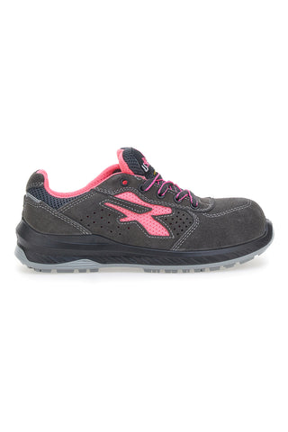 U.Power Tokyo ESD S1PS SR Atmungsaktive Sicherheitsschuhe in Grau und Rosa