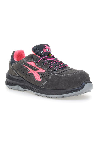 U.Power Tokyo ESD S1PS SR Atmungsaktive Sicherheitsschuhe in Grau und Rosa