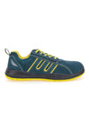 Blaue Sicherheitsschuhe mit gelben Einsätzen aus Blue Star BS 80 Leder