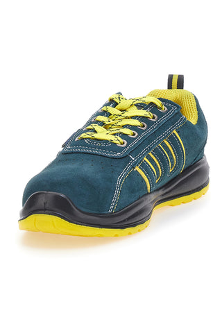 Scarpe antinfortunistiche blu con inserti gialli in pelle Blue Star BS 80