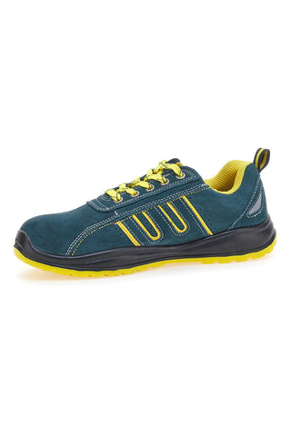 Scarpe antinfortunistiche blu con inserti gialli in pelle Blue Star BS 80