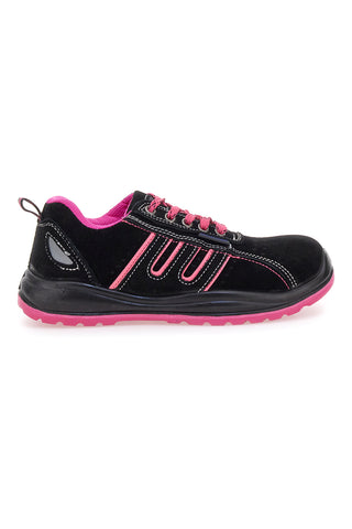 Schwarze niedrige Sicherheitsschuhe mit rosa Details S1P Blue energy BS80 S1P