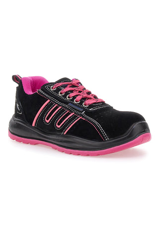 Schwarze niedrige Sicherheitsschuhe mit rosa Details S1P Blue energy BS80 S1P