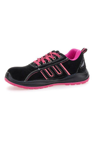 Schwarze niedrige Sicherheitsschuhe mit rosa Details S1P Blue energy BS80 S1P