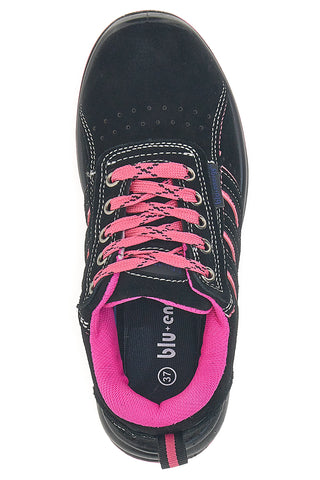 Schwarze niedrige Sicherheitsschuhe mit rosa Details S1P Blue energy BS80 S1P