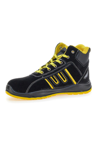 Schwarze Sicherheitsschuhe mit gelben Einsätzen S1P Blue Energy BS 90 S1P SR