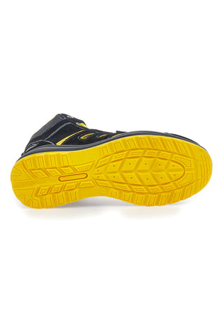 Schwarze Sicherheitsschuhe mit gelben Einsätzen S1P Blue Energy BS 90 S1P SR