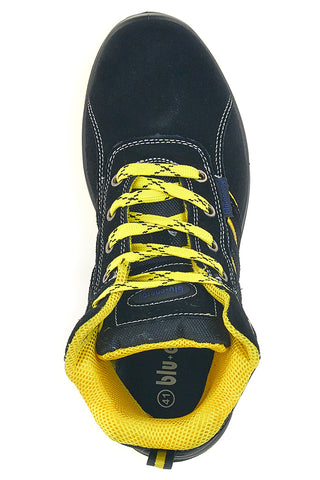 Schwarze Sicherheitsschuhe mit gelben Einsätzen S1P Blue Energy BS 90 S1P SR