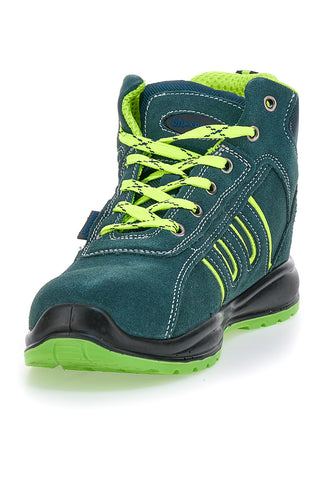 Grüne Sicherheitsschuhe mit fluoreszierenden Einlagen S1P Blue Energy BS 90 S1P SR
