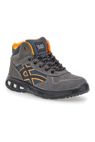 Schwarze Sicherheits-Sneaker aus Leder, Modell YL-5068H-1 S1P, mittelgrau
