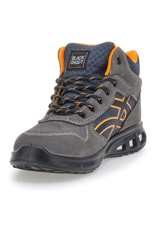 Schwarze Sicherheits-Sneaker aus Leder, Modell YL-5068H-1 S1P, mittelgrau