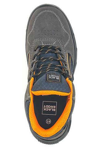 Schwarze Sicherheits-Sneaker aus Leder, Modell YL-5068H-1 S1P, mittelgrau