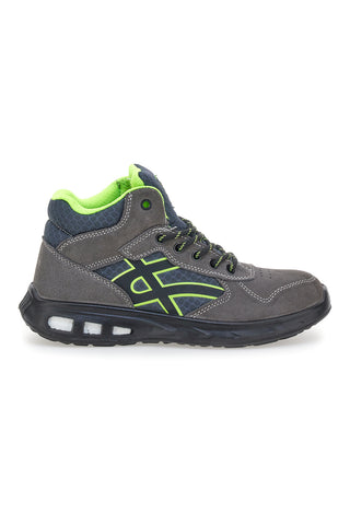 Sneakers antinfortunistiche mid grigie S1P in pelle Black shoot YL-5068H-2