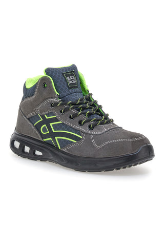 Schwarze YL-5068H-2 S1P Sicherheits-Sneaker aus mittelgrauem Leder