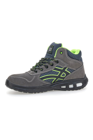 Schwarze YL-5068H-2 S1P Sicherheits-Sneaker aus mittelgrauem Leder