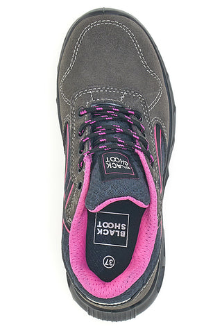 Sneakers antinfortunistiche grigie S1P in pelle Black shoot YL-5068-B