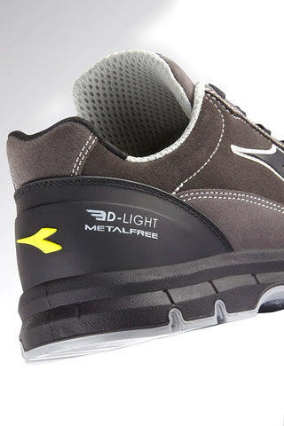 Scarpe antinfortunistiche grigie in pelle antigraffio Diadora RUN LOW MET FREE S3L FO SR ESD