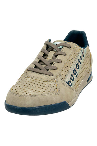 Sandfarbene Schnürschuhe mit Obermaterial aus perforiertem Leder BUGATTI 321A3801
