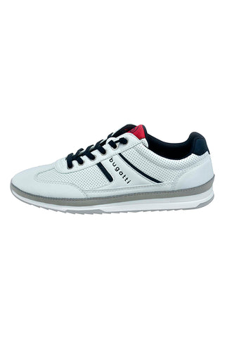 Weiße und graue Schnürschuhe mit Obermaterial aus perforiertem Leder BUGATTI 321A3A01