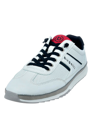 Weiße und graue Schnürschuhe mit Obermaterial aus perforiertem Leder BUGATTI 321A3A01