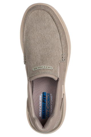 Taupefarbene Sneakers mit Lederobermaterial Skechers Slip-Ins: Garza - Gervin