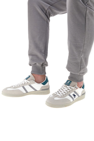 Weiße und beige Sneakers mit grünen Details U.S.G.POLO WOODY LTX