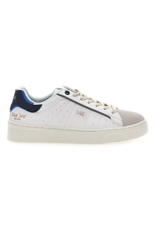 Weiße und marineblaue Sneakers mit beiger Spitze U.S.G.POLO JOE LTX