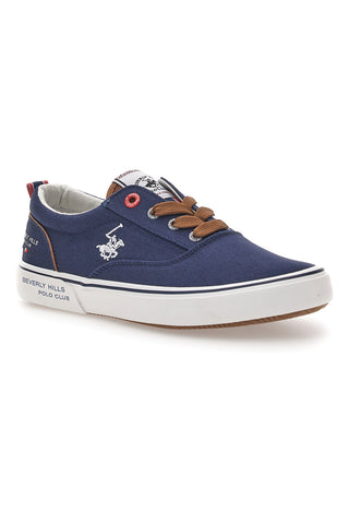 Blaue Canvas-Sneaker mit kontrastierenden Details BEVERLY HILLS POLO BATH CVS