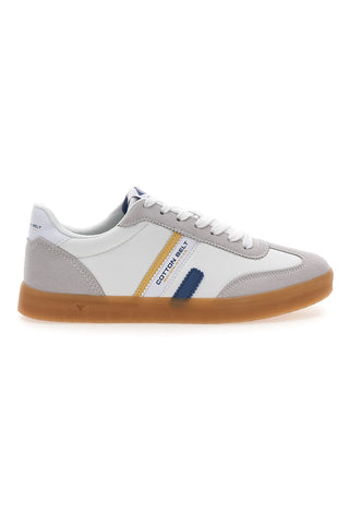 Weiße Schnürsneakers mit Baumwollgürtel und Leopardenmuster