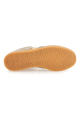 Beige Sneakers mit Schnürsenkeln Baumwollgürtel Leopard