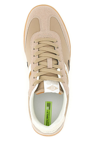 Beige Sneakers mit Schnürsenkeln Baumwollgürtel Leopard